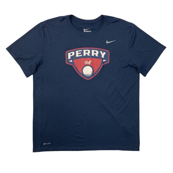 Nike T Shirt Men XL Extra Large Navy Team Legend Dri Fit Short Sleeve Perry Golf - Picture 1 of 11